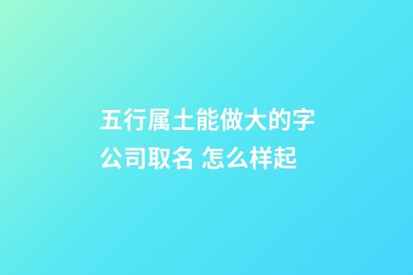 五行属土能做大的字公司取名 怎么样起-第1张-公司起名-玄机派
